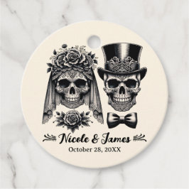 Cream Svart & Guld Vintage Skelett Bröllop  Gåvor Etiketter