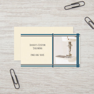 Cream Tailor Sewing Maskin Visitkort