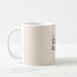 Cream Tan Blue Books Ribbon Bow Kaffemugg