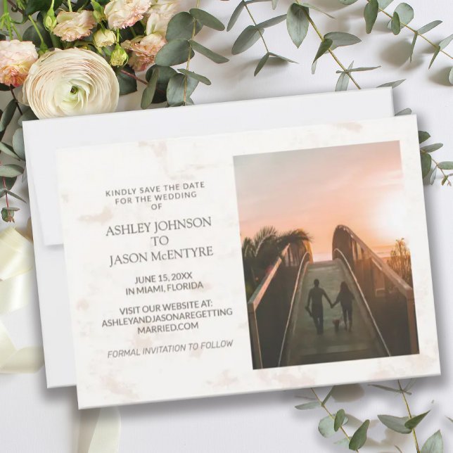 Cream Tan Bröllop fotowebbplats Spara Datumet (Skapare uppladdad)