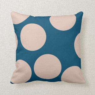 Cream Tan Polka dots på havsblått Kudde