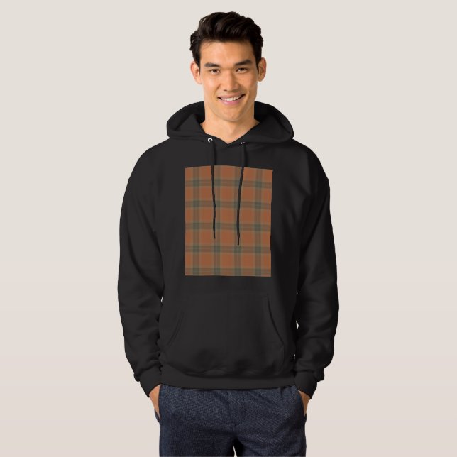 Cream Tartan Manar Basic Hooded Sweatshirt (Hel framsida)
