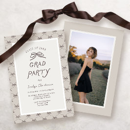 Cream Taupe Coquette Bow Grad Party Inbjudningar