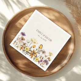 Cream & Terracotta Wildblomma Boho Bröllop Napkins Pappersservett