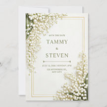 Cream Textured Lily Valley Gold Frame Wedding