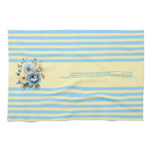 Cream Top med Teal Rand Blommigt