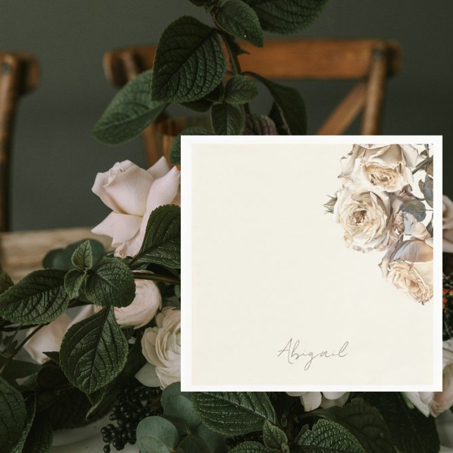 Cream Torkad Vit ros Personlig Namn Shower Pappersservett (Skapare uppladdad)