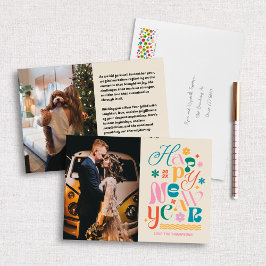 Cream-Trendigets teckensnittsblandning nytt års fo Julkort