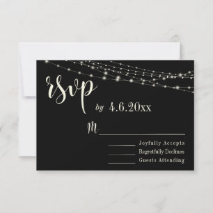 Cream Typografi 30 på Svart med Ljus, RSVP OSA Kort