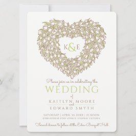 Cream vår-tulpaner teckning, hjärtat bröllop inbjudningar