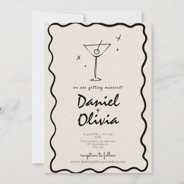 Cream Vintage bröllop Inbjudningar (Framsida)