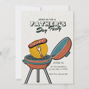 Cream Vintage Fars dag Grill Party-inbjudan Inbjudningar