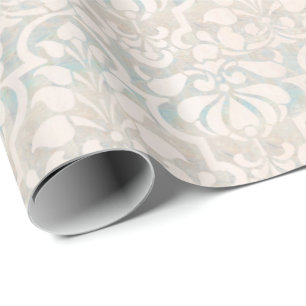 Cream Vintage Victorian Damask Seamless Mönster Presentpapper
