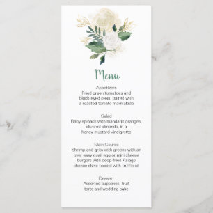 Cream Vit ros Glitter Greenery Menu-kort Meny