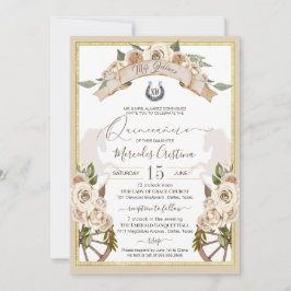 Cream Vit ros Western Charro Quinceanera Inbjudningar