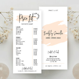Cream Watercolor Trendig Beauty Services Pris List Reklamkort