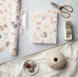 Cream Watercolor Woodland Animals Presentpapper