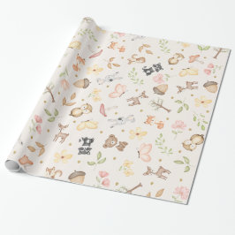Cream Watercolor Woodland Animals Presentpapper