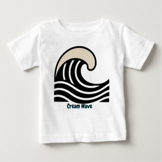 Cream Wave Crest on Black – Minimal Ocean Line Art T Shirt