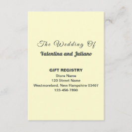 Cream Wedding Gift Registry Portrait Tilläggskort