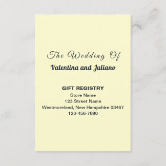 Cream Wedding Gift Registry Portrait Tilläggskort