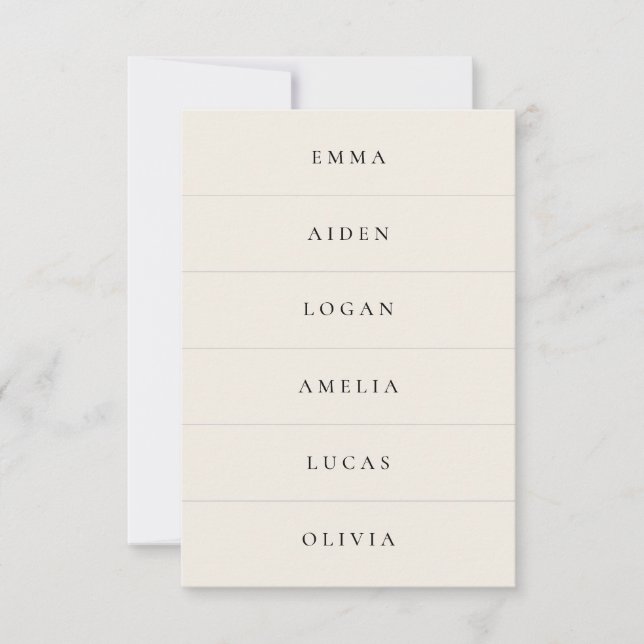 Cream Wedding Name Place Cards Inbjudningar (Framsida)