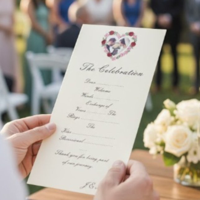 Cream wedding program - Floral Heart (Skapare uppladdad)