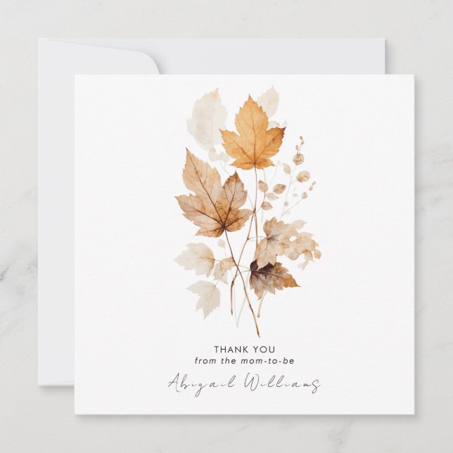 Cream Whispers of Fall Baby Shower Tack Inbjudningar (Framsida)
