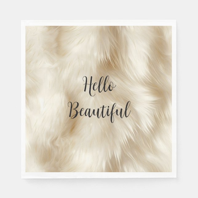 Cream White Animal Päls Pappersservett (Framsidan)