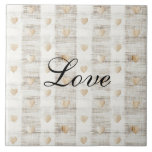 Cream White Beige Boho Hearts Kakelplatta<br><div class="desc">Cream White Beige Boho Hearts personlig</div>