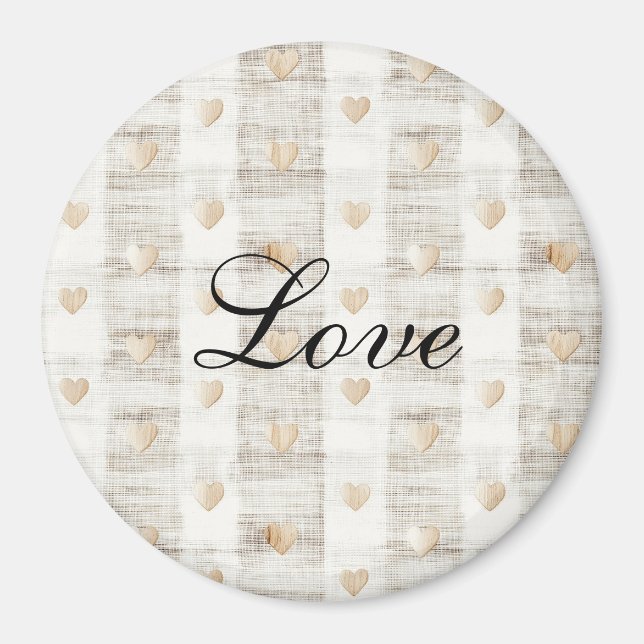 Cream White Beige Boho Hearts Magnet (Framsidan)