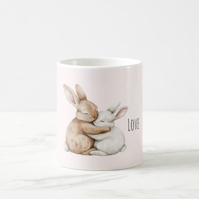 Cream White Bunny Love Kaffemugg (Center)