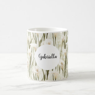 Cream White Calla Lily Blommigt Kaffemugg