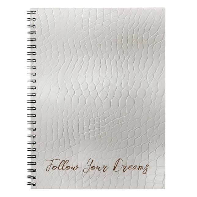 Cream White Faux Leather Anteckningsbok (Framsidan)