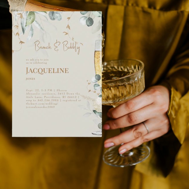 Cream White Floral Brunch & Bubbly Inbjudningar (Skapare uppladdad)