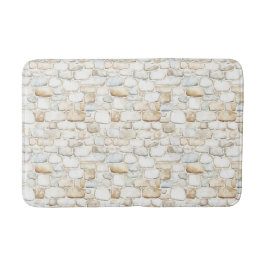 Cream White Grey Faux Stones   Badrumsmatta