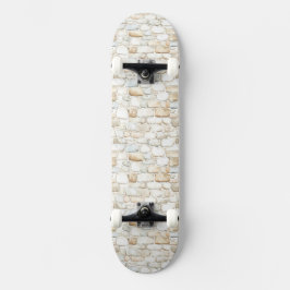 Cream White Grey Faux Stones   Mini Skateboard Bräda 18,5 Cm