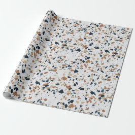 Cream White Modern Terrazzo Struktur Mönster Presentpapper