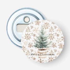 Cream White Snowflakes Christmas Tree  Flasköppnare