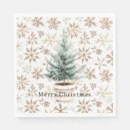 Cream White Snowflakes Christmas Tree  Pappersservett