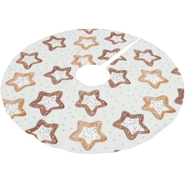 Cream White Stars jul Julgransmatta Borstad Polyester (Vinklad)