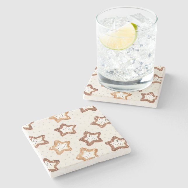Cream White Stars jul Stenunderlägg (Sidan)