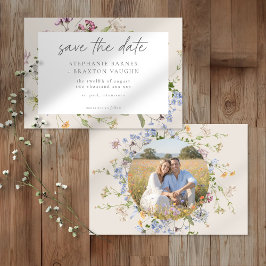 Cream Wildflower Garden Elegant Photo Wedding Spara Datumet