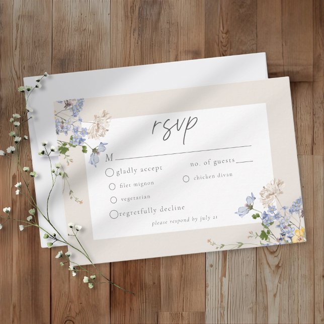 Cream Wildflower Garden Elegant Wedding OSA Kort (Skapare uppladdad)