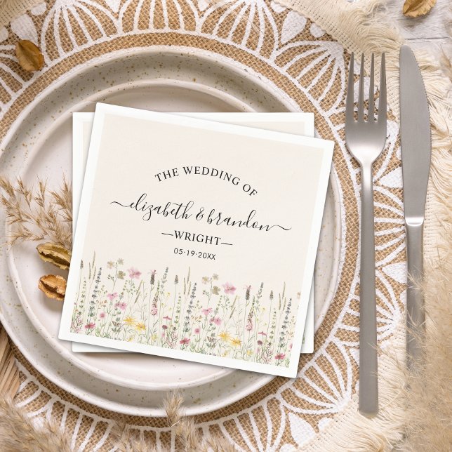 Cream Wildflower Wedding in Boho Style Pappersservett (Skapare uppladdad)