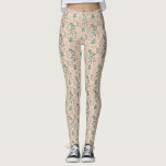 Cream Winter Botanical Mönster Leggings<br><div class="desc">Lagar om festliga och rustiska jultomter med hand plockade som illustrerar helgdag grey.</div>
