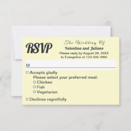 Cream With Slate Text Wedding RSVP OSA Kort