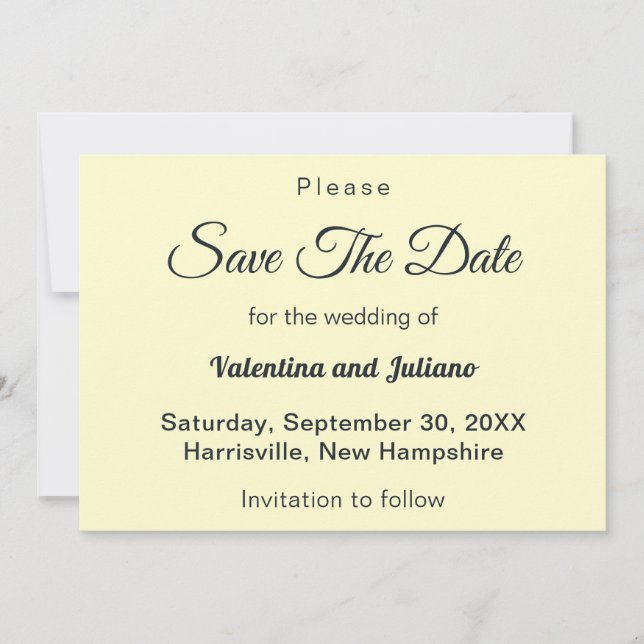 Cream With Slate Text Wedding Save The Date Spara Datumet (Framsida)