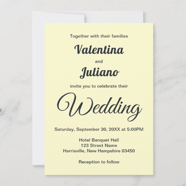 Cream With Slate Typography Wedding Invitation Inbjudningar (Framsida)