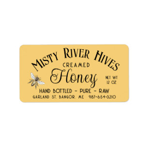 Creamed eller Wildblomhoney Queen Honeybee Adressetikett